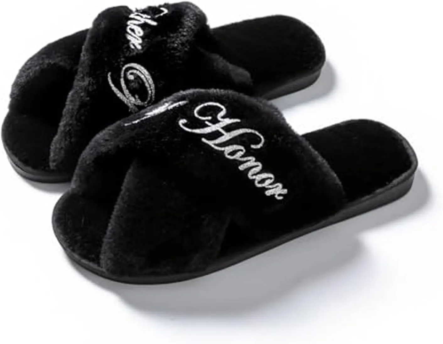 Bridal Slipper - Bridesmaid & Bachelorette Gifts - Silver Glitter Print