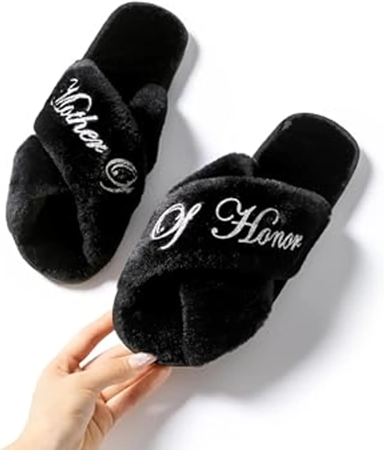 Bridal Slipper - Bridesmaid & Bachelorette Gifts - Silver Glitter Print