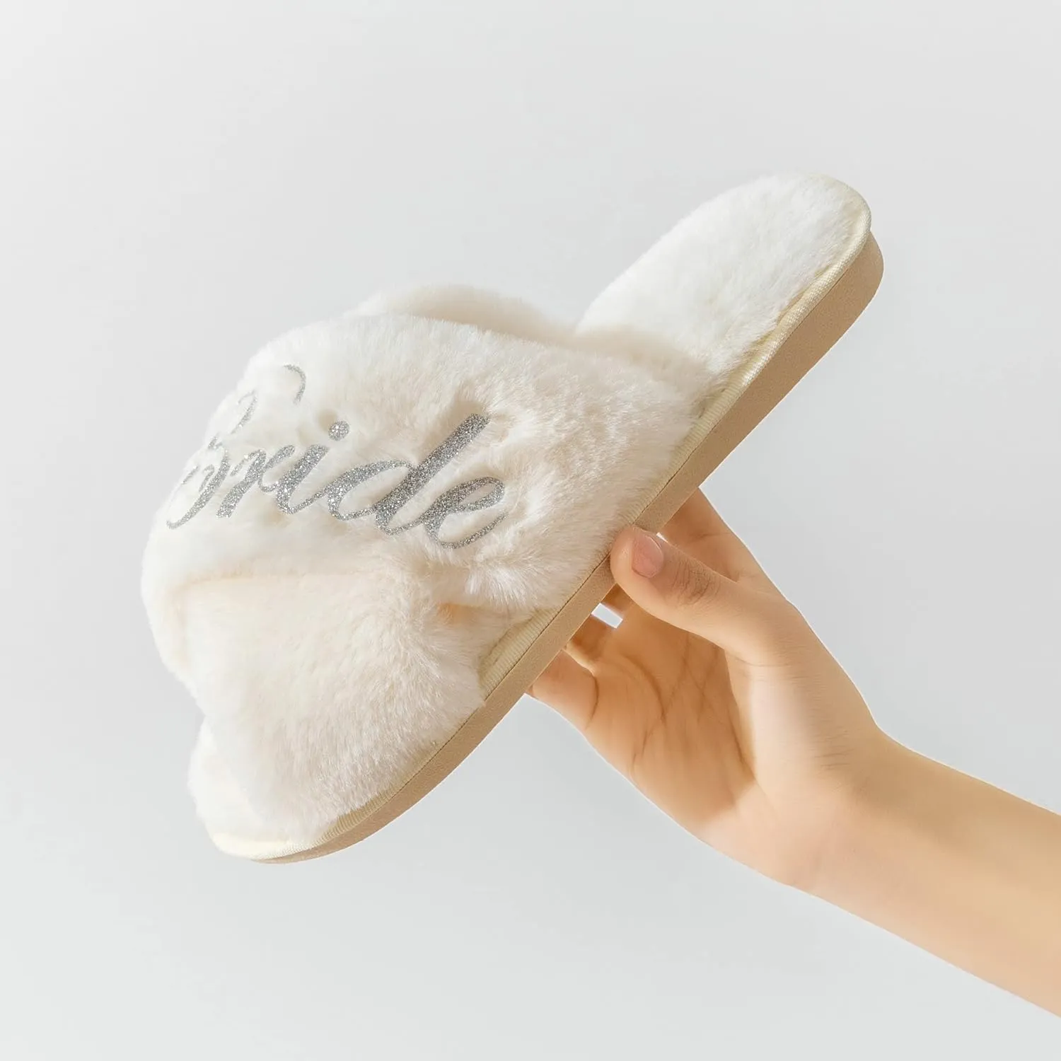 Bridal Slipper - Bridesmaid & Bachelorette Gifts - Silver Glitter Print