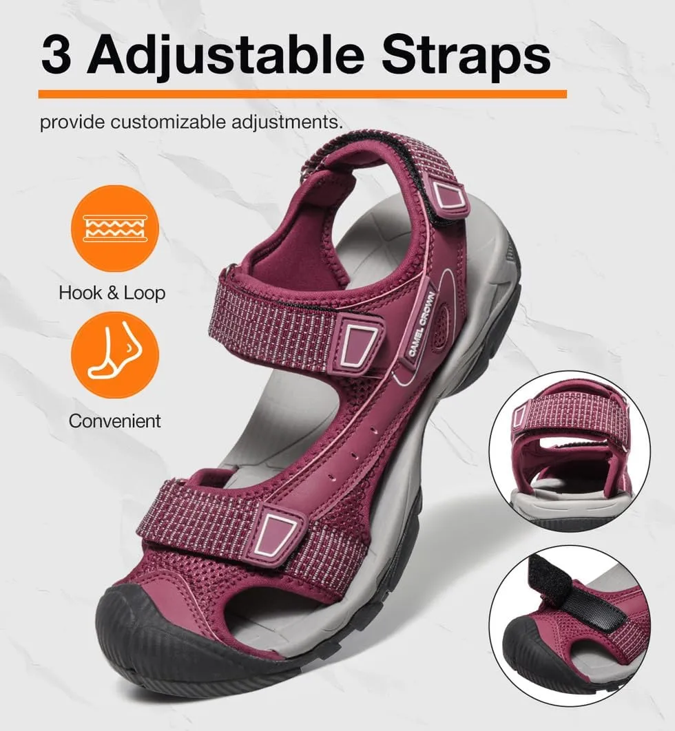 CAMEL CROWN Women's Hiking Sandals Waterproof Closed Toe Water Sandals Comfort Adjustable Athletic Outdoor Sandals for Summer Beach Hiker Trekking Camping