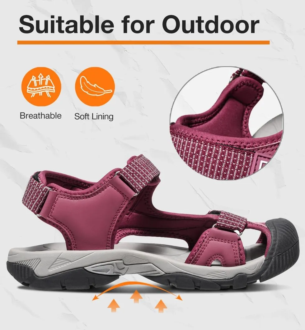 CAMEL CROWN Women's Hiking Sandals Waterproof Closed Toe Water Sandals Comfort Adjustable Athletic Outdoor Sandals for Summer Beach Hiker Trekking Camping
