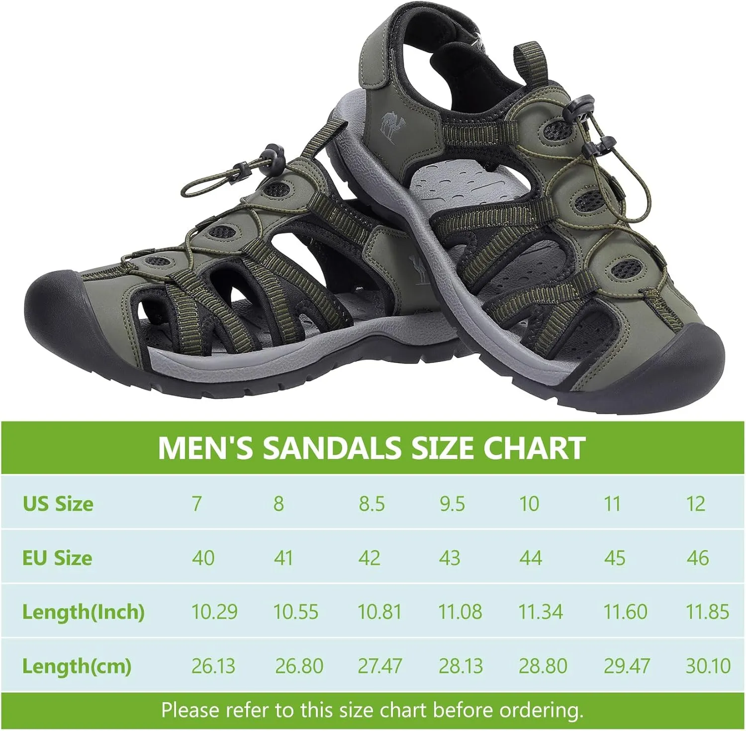 CAMELSPORTS Men's Hiking Sandals Closed Toe Outdoor Beach Sandal Waterproof Sport Fisherman Sandals Water Shoes