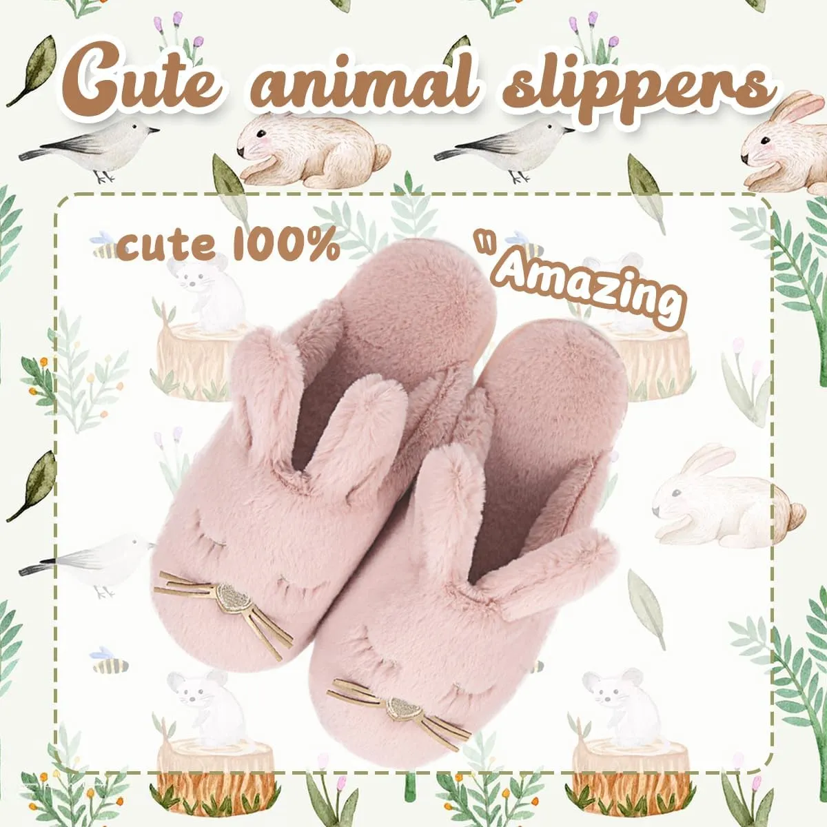 Caramella Bubble Bunny Slippers for Women Fuzzy Cute Animal Memory Foam House Rabbit Slippers Indoor Outdoor