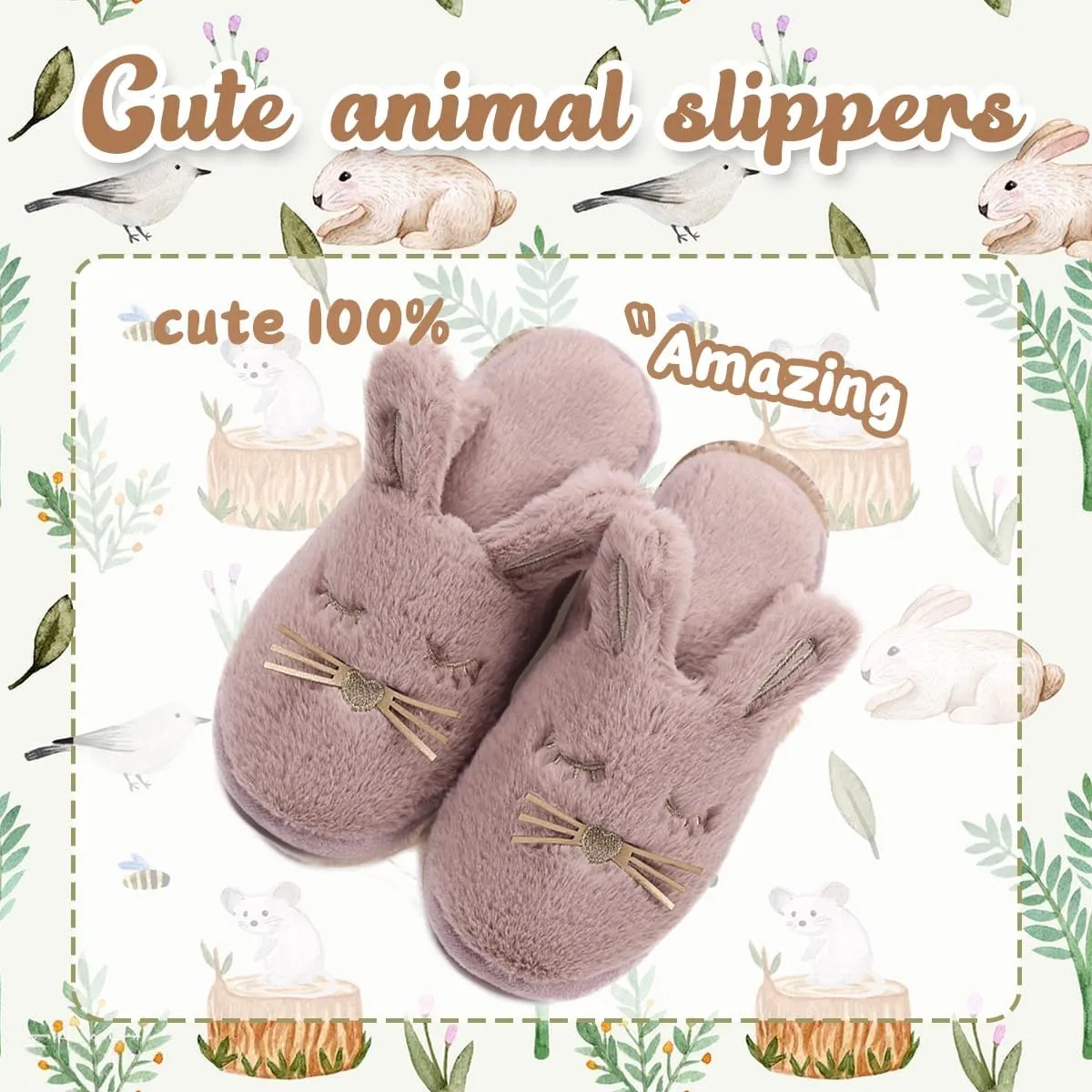 Caramella Bubble Bunny Slippers for Women Fuzzy Cute Animal Memory Foam House Rabbit Slippers Indoor Outdoor