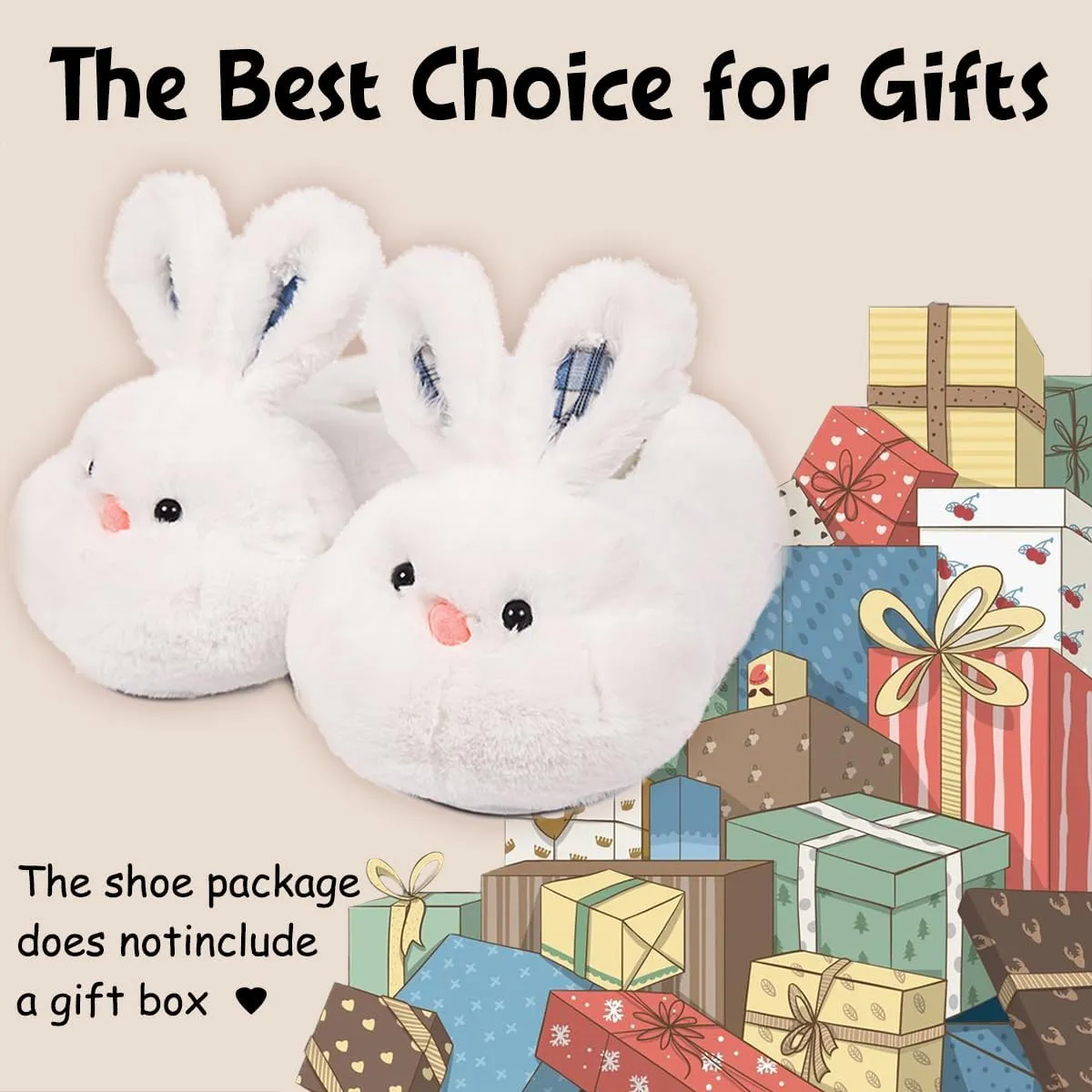 Caramella Bubble Cute Bunny Animal Slipper for women Adult Fuzzy Warm House Slippers Novelty Fluffy Home Shoes Ladies Winter Slippers Indoor Outdoor