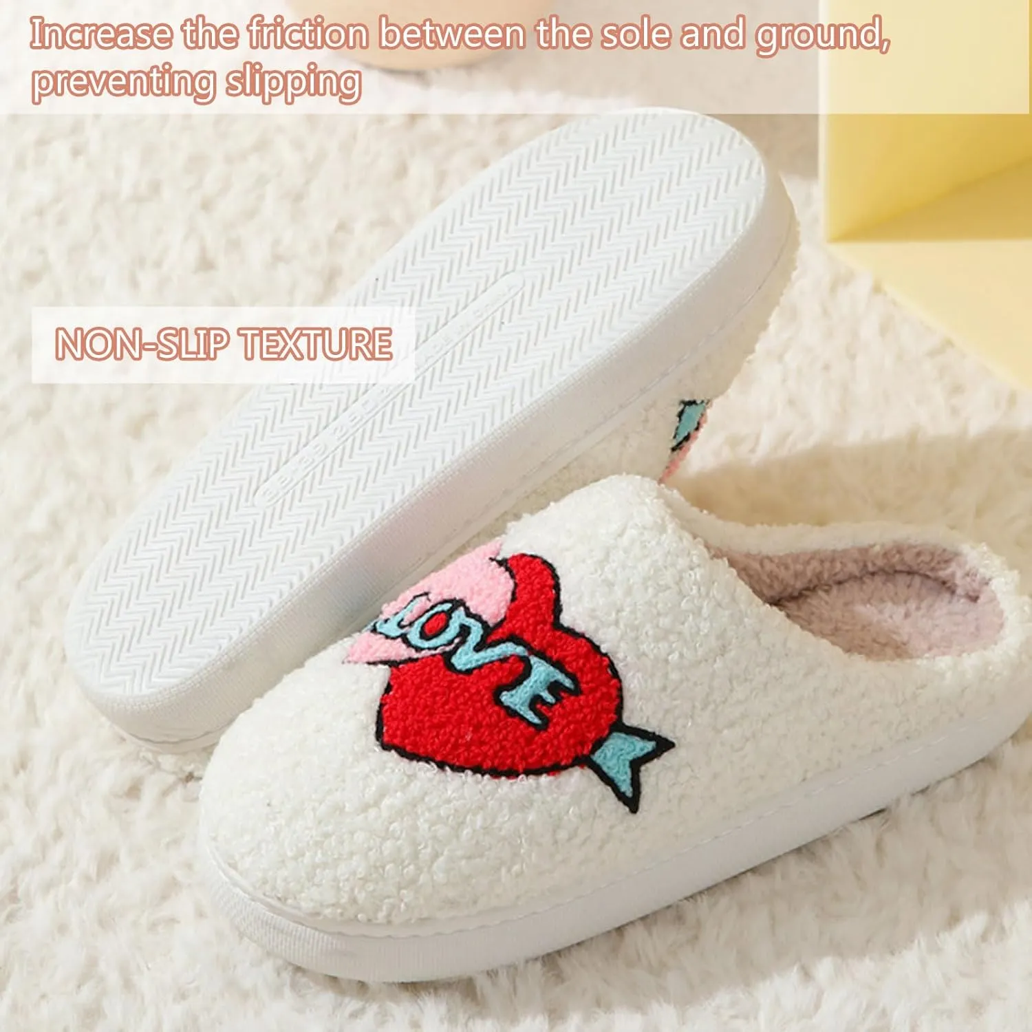 Cartoon Slippers for Womens Mens Cute Cozy Plush Warm Slip-on House Shoes for Indoor and Outdoor Meet Me at Midnight Strawberry Mushroom Evil Eyes Love Heart Slippers