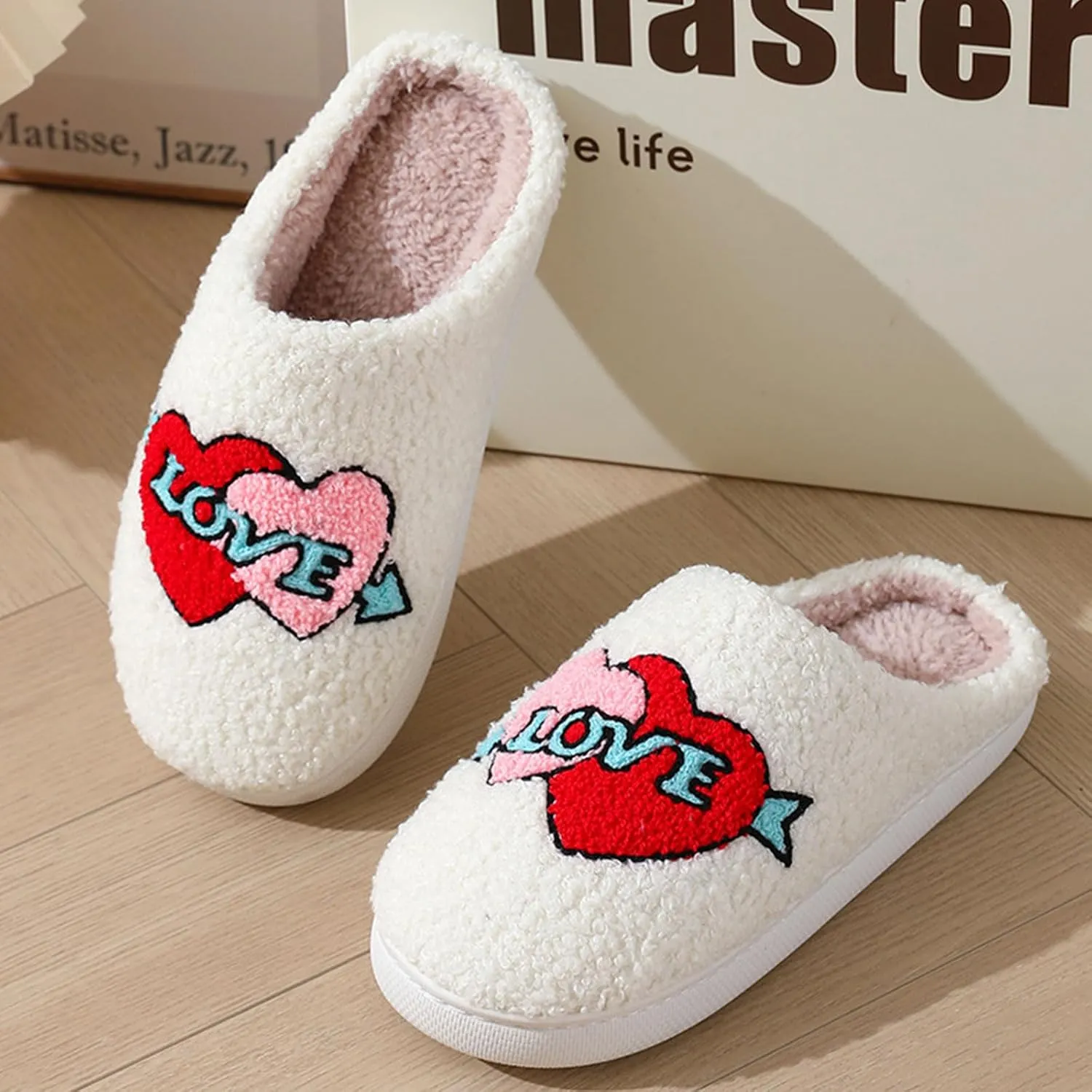 Cartoon Slippers for Womens Mens Cute Cozy Plush Warm Slip-on House Shoes for Indoor and Outdoor Meet Me at Midnight Strawberry Mushroom Evil Eyes Love Heart Slippers