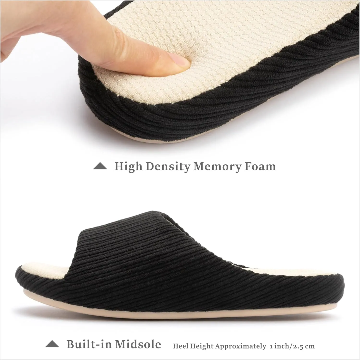 Chantomoo Womens Slipper Memory Foam Slippers Comfy House Slippers Rubber Sole Bedroom Cozy Indoor Outdoor Home Slipper Slides