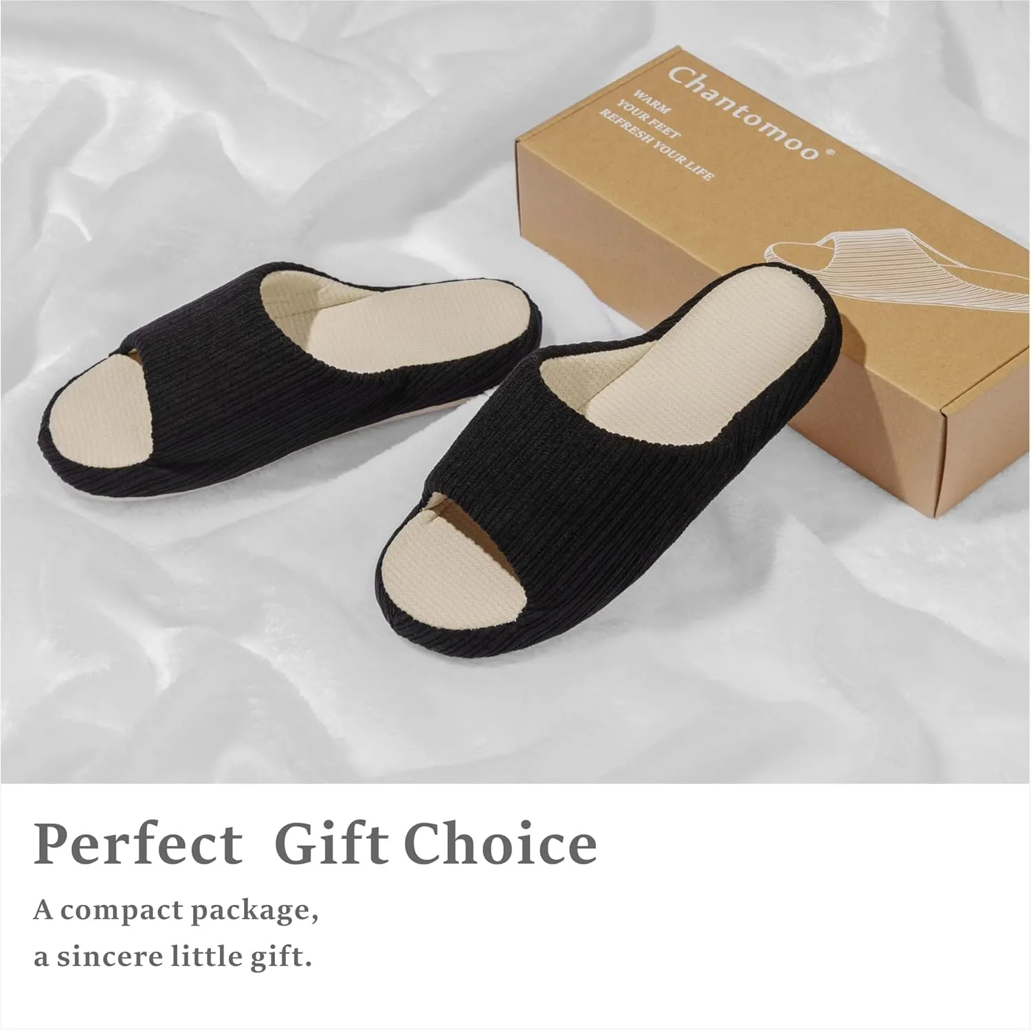 Chantomoo Womens Slipper Memory Foam Slippers Comfy House Slippers Rubber Sole Bedroom Cozy Indoor Outdoor Home Slipper Slides
