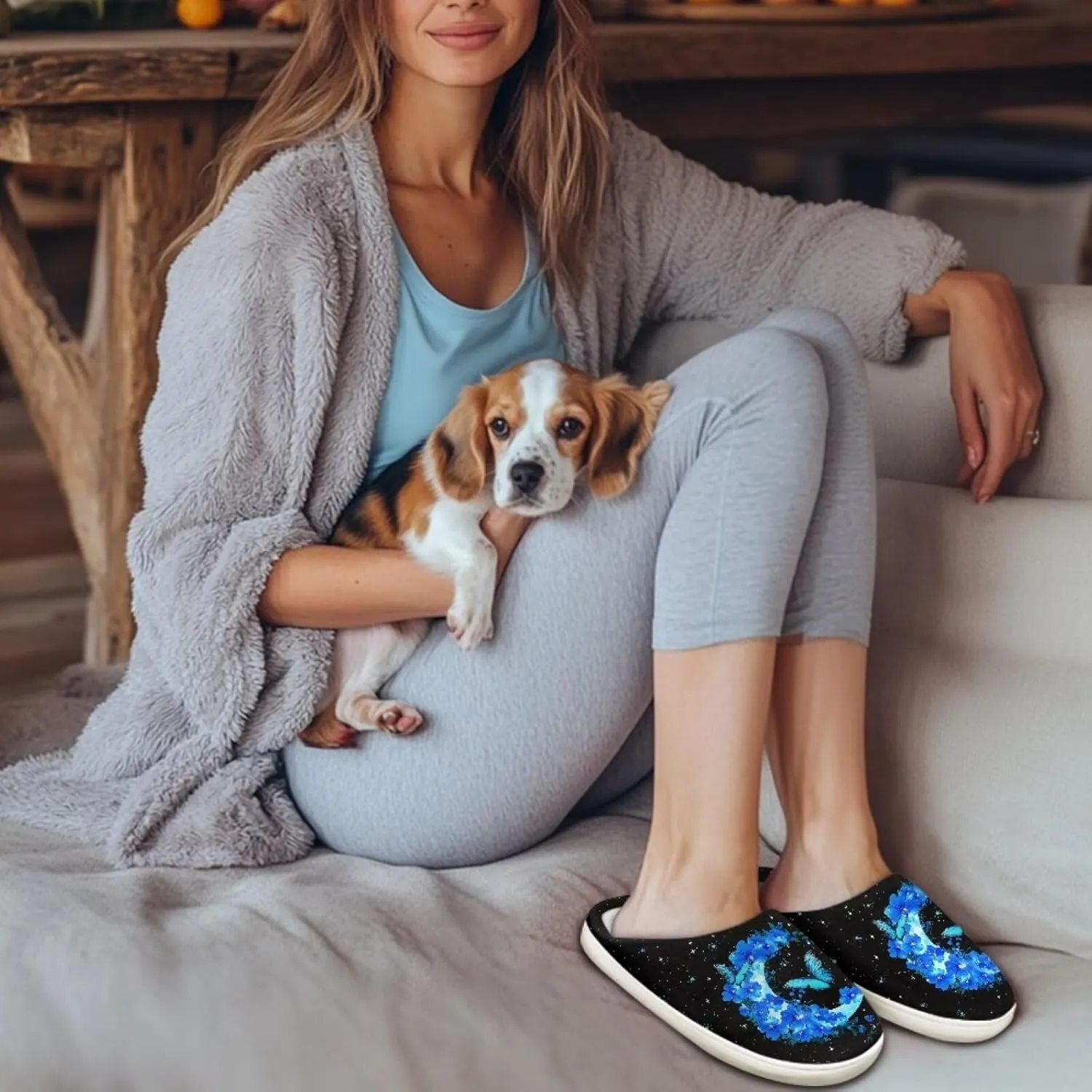 chaqlin House Slipper Universe Fuzzy Sandals for Men Women Furry Bedroom Anti Skid Thick Sole Slippers Casual Outdoor Shoes