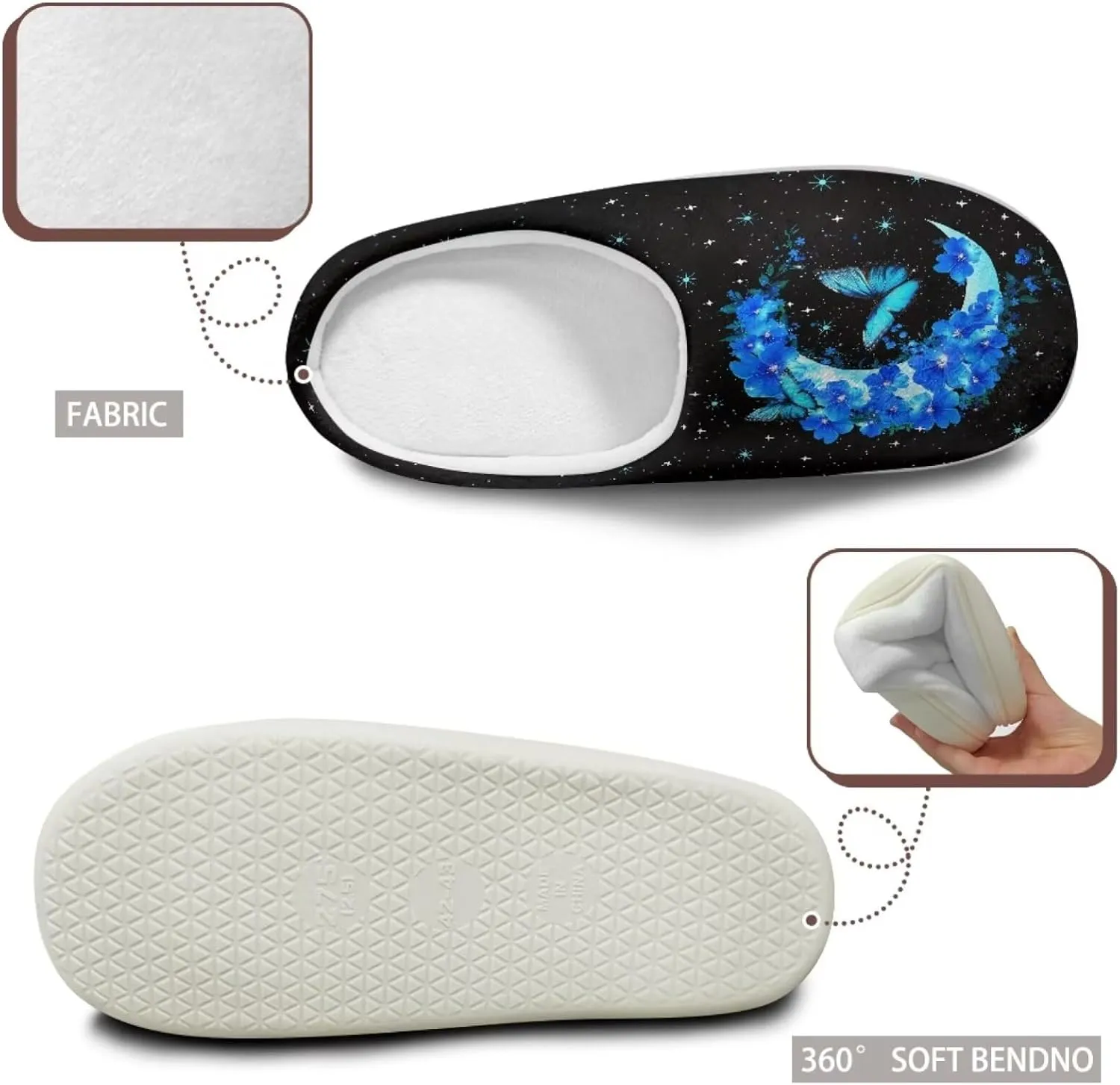 chaqlin House Slipper Universe Fuzzy Sandals for Men Women Furry Bedroom Anti Skid Thick Sole Slippers Casual Outdoor Shoes