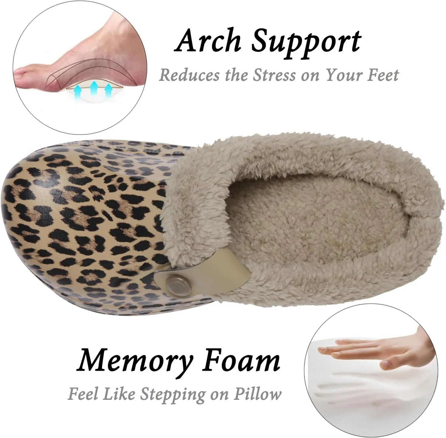 ChayChax Women and Men Fur Lined Clogs Memory Foam Warm Fuzzy Slippers Winter Waterproof Indoor Outdoor Slipper