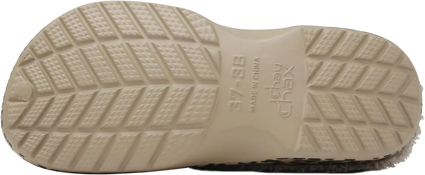 ChayChax Women and Men Fur Lined Clogs Memory Foam Warm Fuzzy Slippers Winter Waterproof Indoor Outdoor Slipper