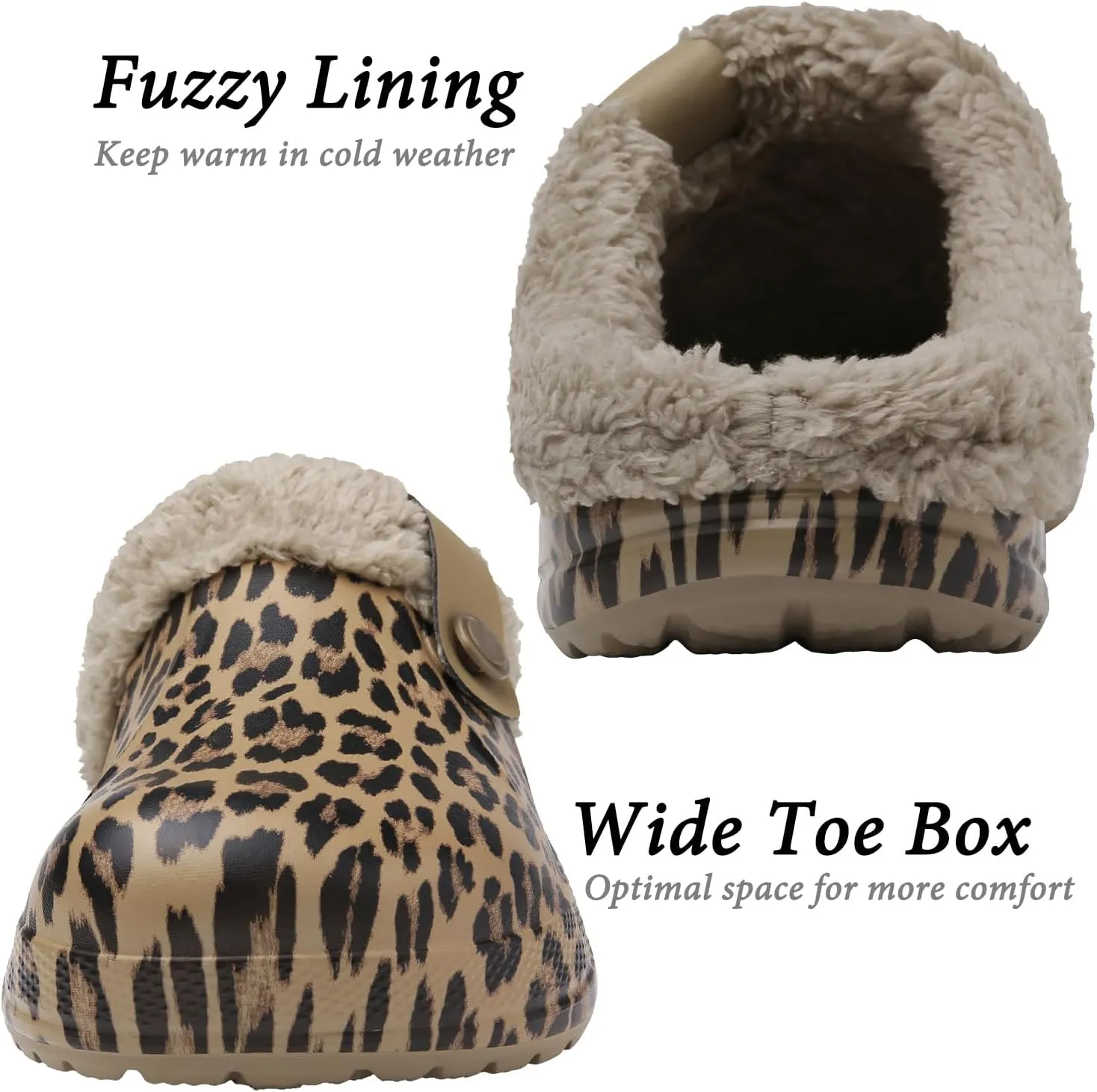 ChayChax Women and Men Fur Lined Clogs Memory Foam Warm Fuzzy Slippers Winter Waterproof Indoor Outdoor Slipper