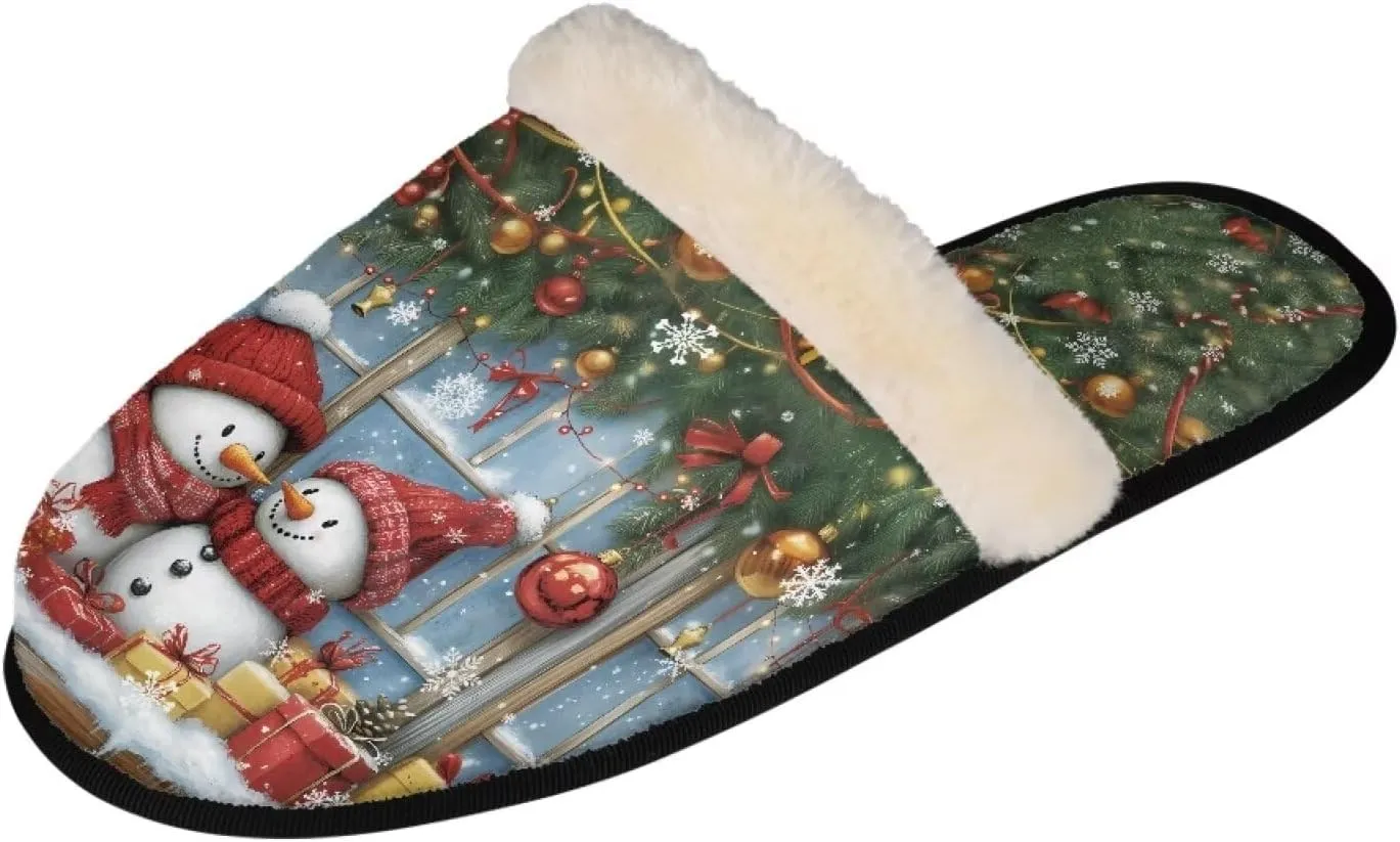 Christmas Slippers for Man Memory Foam House Slippers for Women Cozy Warm Fluffy House Slippers for Teenage Girls