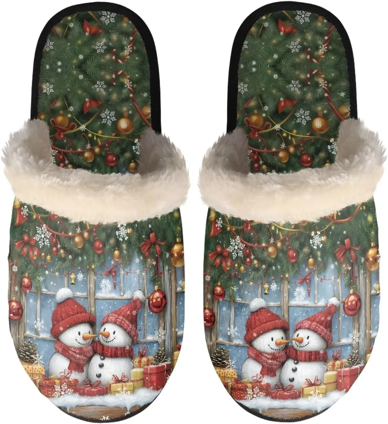 Christmas Slippers for Man Memory Foam House Slippers for Women Cozy Warm Fluffy House Slippers for Teenage Girls