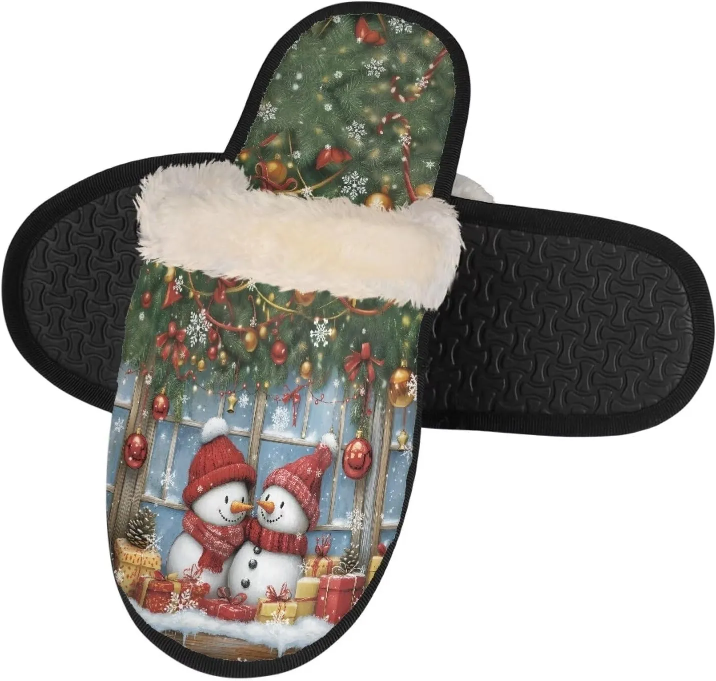 Christmas Slippers for Man Memory Foam House Slippers for Women Cozy Warm Fluffy House Slippers for Teenage Girls