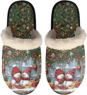 Christmas Slippers for Man Memory Foam House Slippers for Women Cozy Warm Fluffy House Slippers for Teenage Girls