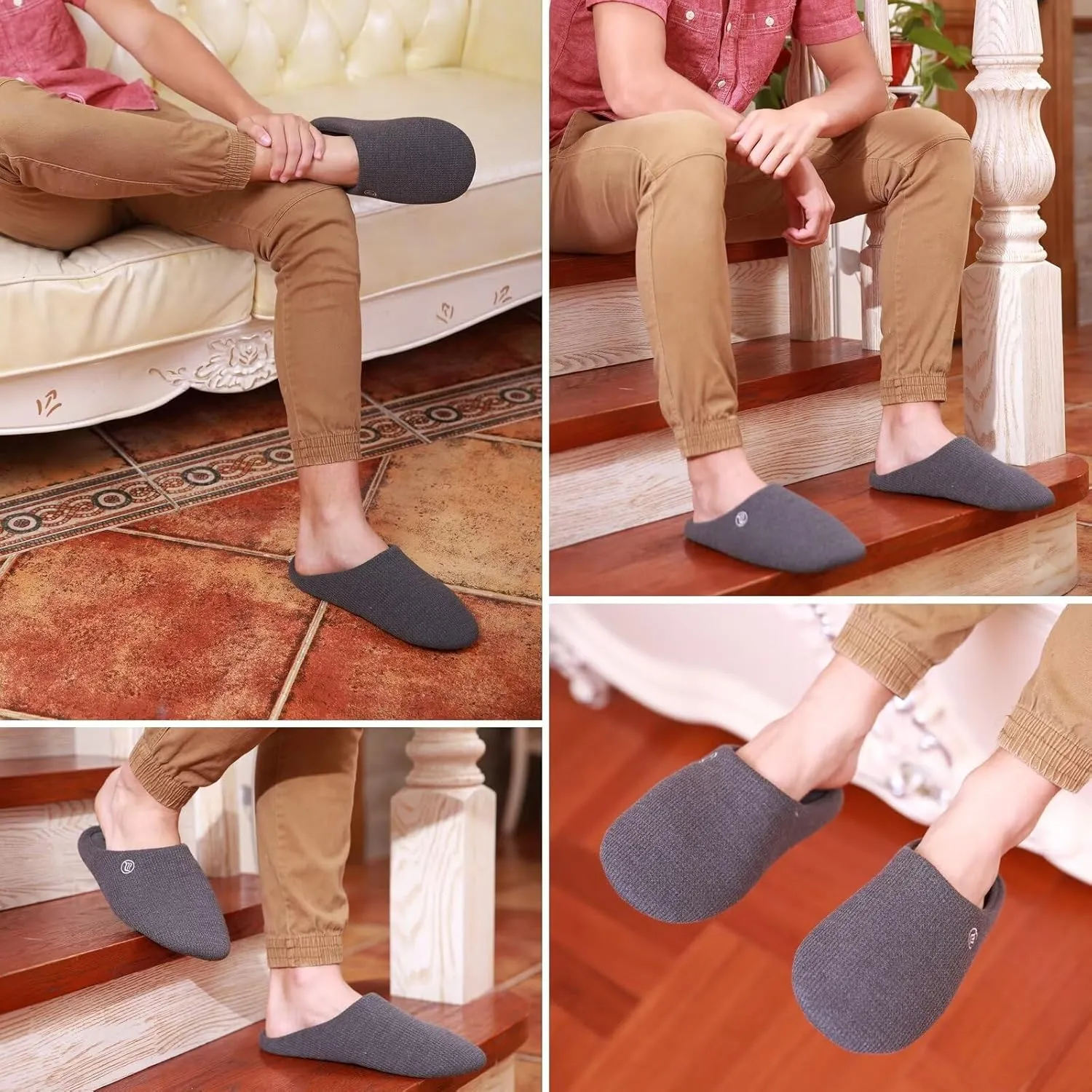 CIOR Unisex Men's Women's Memory Foam Slippers Comfort Cotton-blend Closed Toe House Shoes Indoor Scuff