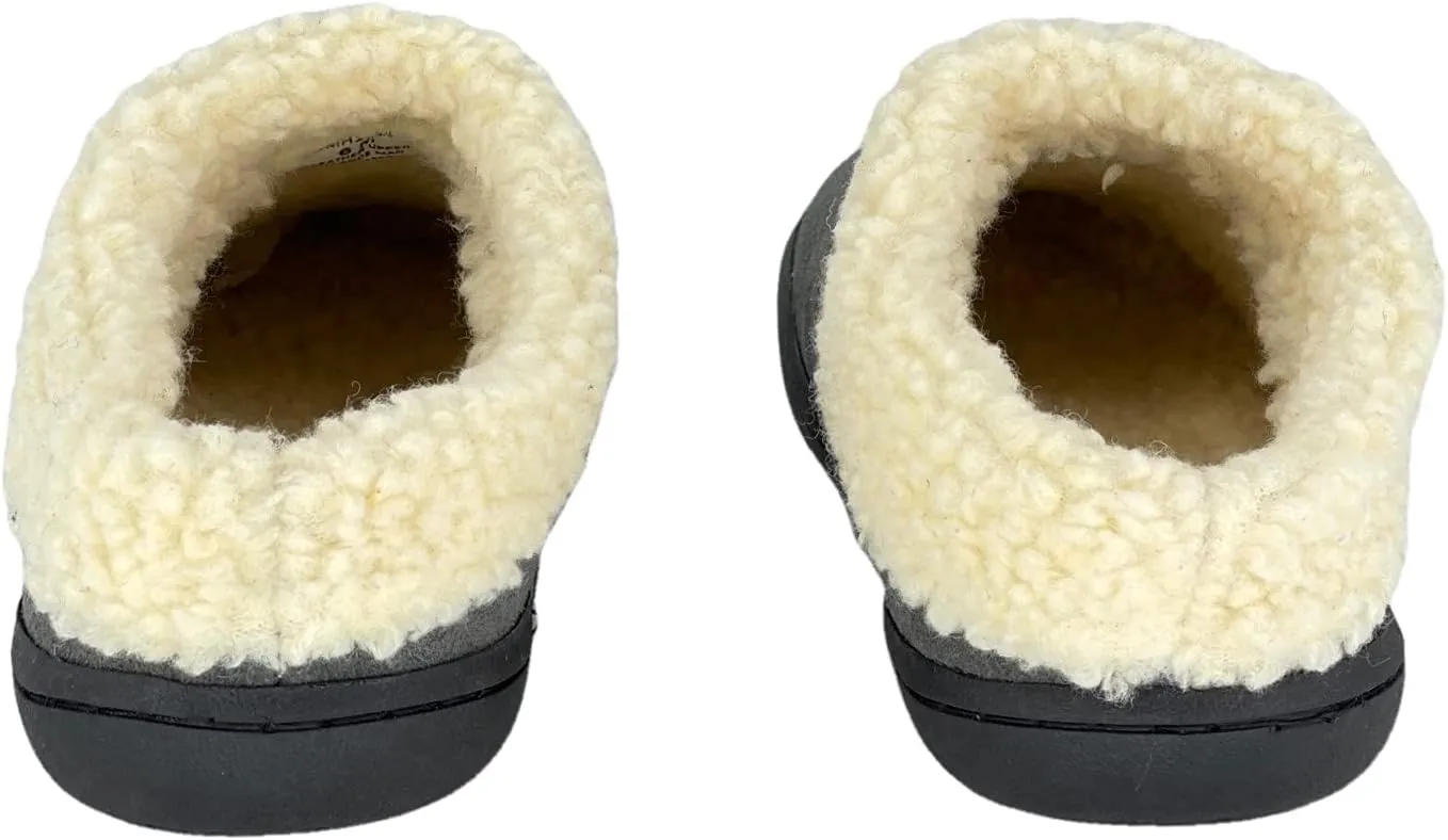 Clarks Womens Slipper Suede Leather With Faux Sherpa Collar JMH1894 - Plush Memory Foam Footbed - Indoor Outdoor House Slippers For Women