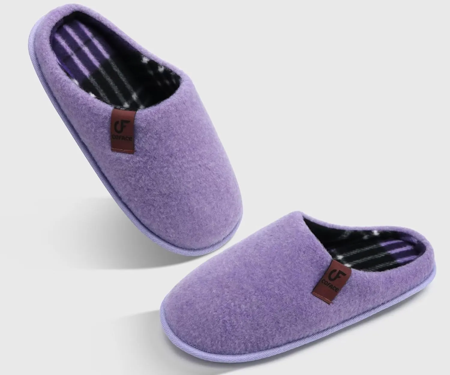 COFACE Unisex Mens Womens Cozy Memory Foam Scuff Slippers Casual Slip On Warm House Shoes Indoor/Outdoor Felt Sandal Slippers With Arch Support Rubber Sole Size 4-15