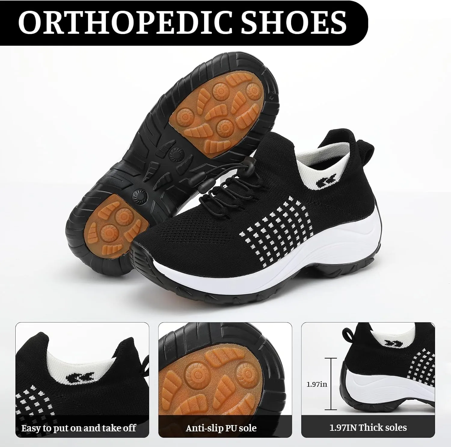 Comfort Wear Orthowear Shoes for Women Men, Unisex Orthopedic Shoes for Women Breathable Comfortable Plantar Fasciitis Ortho Sneakers Running Walking Non Slip Stretch Cushion Comfortwear Shoe