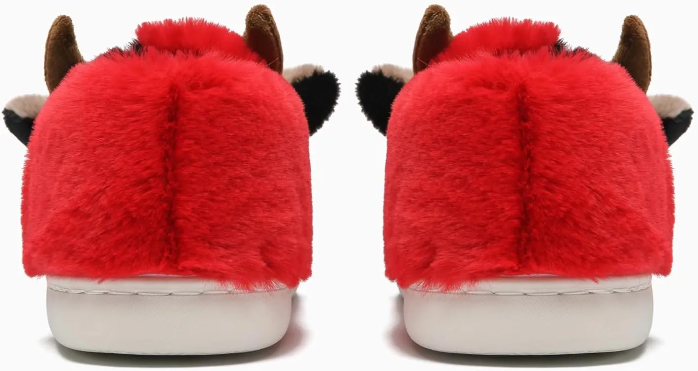 Cow Slippers for Women and Men, Fluffy Cute Cozy Cartoon Cow Cotton House Slipper Womens Milky Cows Animal Preppy Funny Furry Kawaii Bedroom Pillow Cloud Slippers for Women Indoor and Outdoor