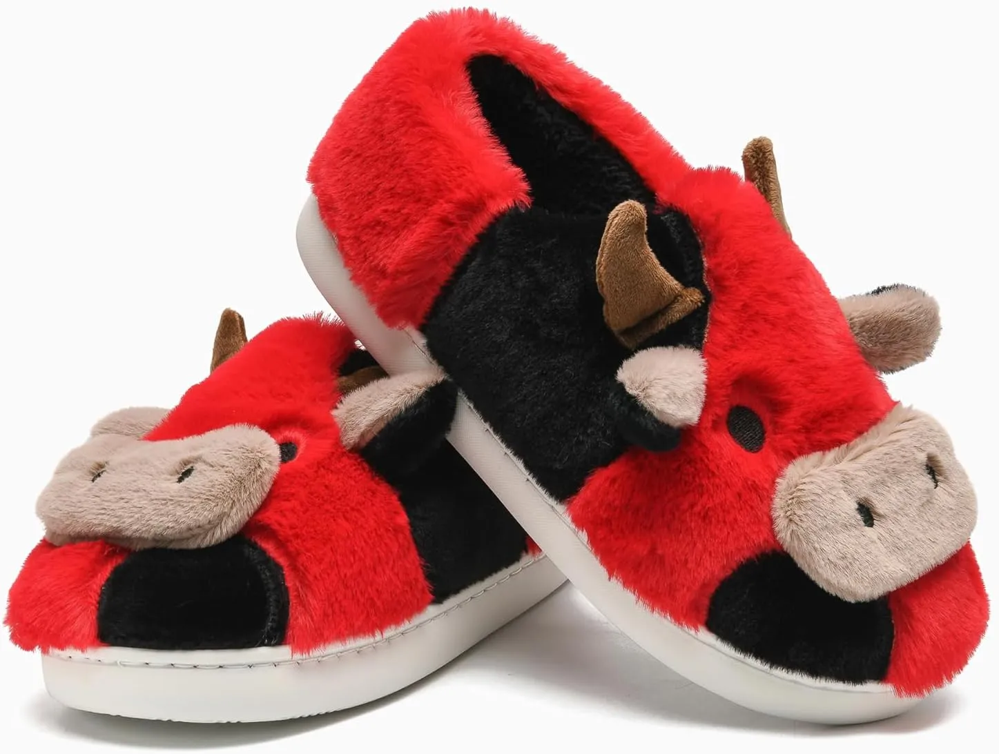 Cow Slippers for Women and Men, Fluffy Cute Cozy Cartoon Cow Cotton House Slipper Womens Milky Cows Animal Preppy Funny Furry Kawaii Bedroom Pillow Cloud Slippers for Women Indoor and Outdoor