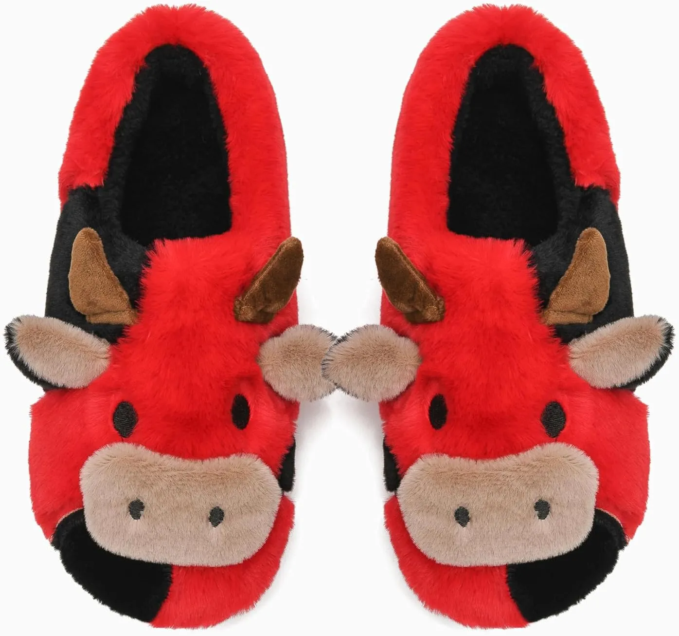 Cow Slippers for Women and Men, Fluffy Cute Cozy Cartoon Cow Cotton House Slipper Womens Milky Cows Animal Preppy Funny Furry Kawaii Bedroom Pillow Cloud Slippers for Women Indoor and Outdoor