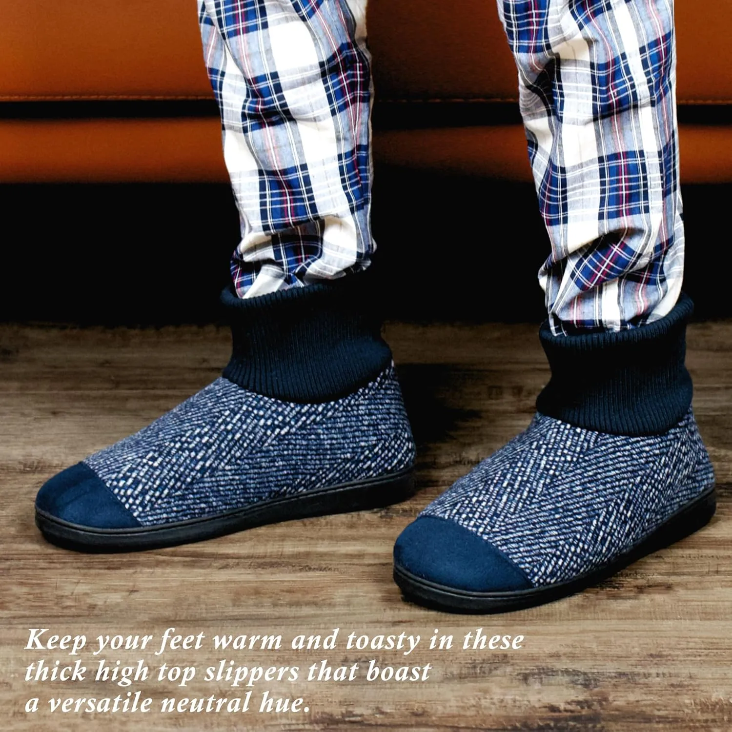 Cozylook Mens Slipper Socks Fleece Lined Non-slip Soles, Winter Soft Thick Cozy Home Boots, Warm Fuzzy House Shoes Indoor