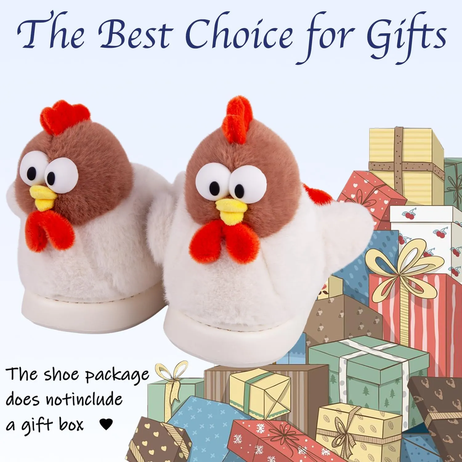 Cute Cartoon Animal Chicken Slippers for Women, Soft Plush House Warm Slippers Cozy Memory Foam Slip-on Shoes