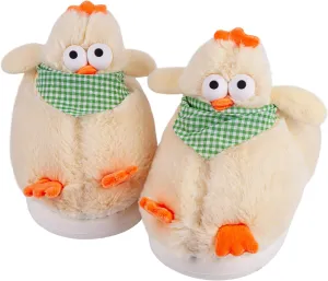 Cute Cartoon Animal Chicken Slippers for Women, Soft Plush House Warm Slippers Cozy Memory Foam Slip-on Shoes