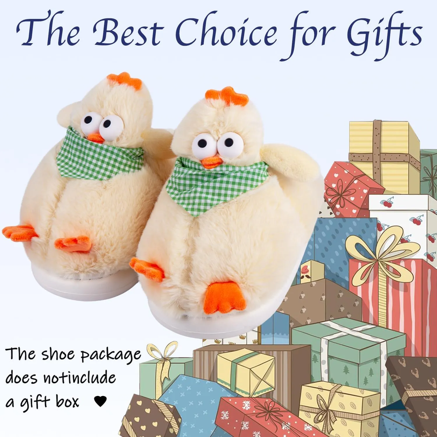 Cute Cartoon Animal Chicken Slippers for Women, Soft Plush House Warm Slippers Cozy Memory Foam Slip-on Shoes