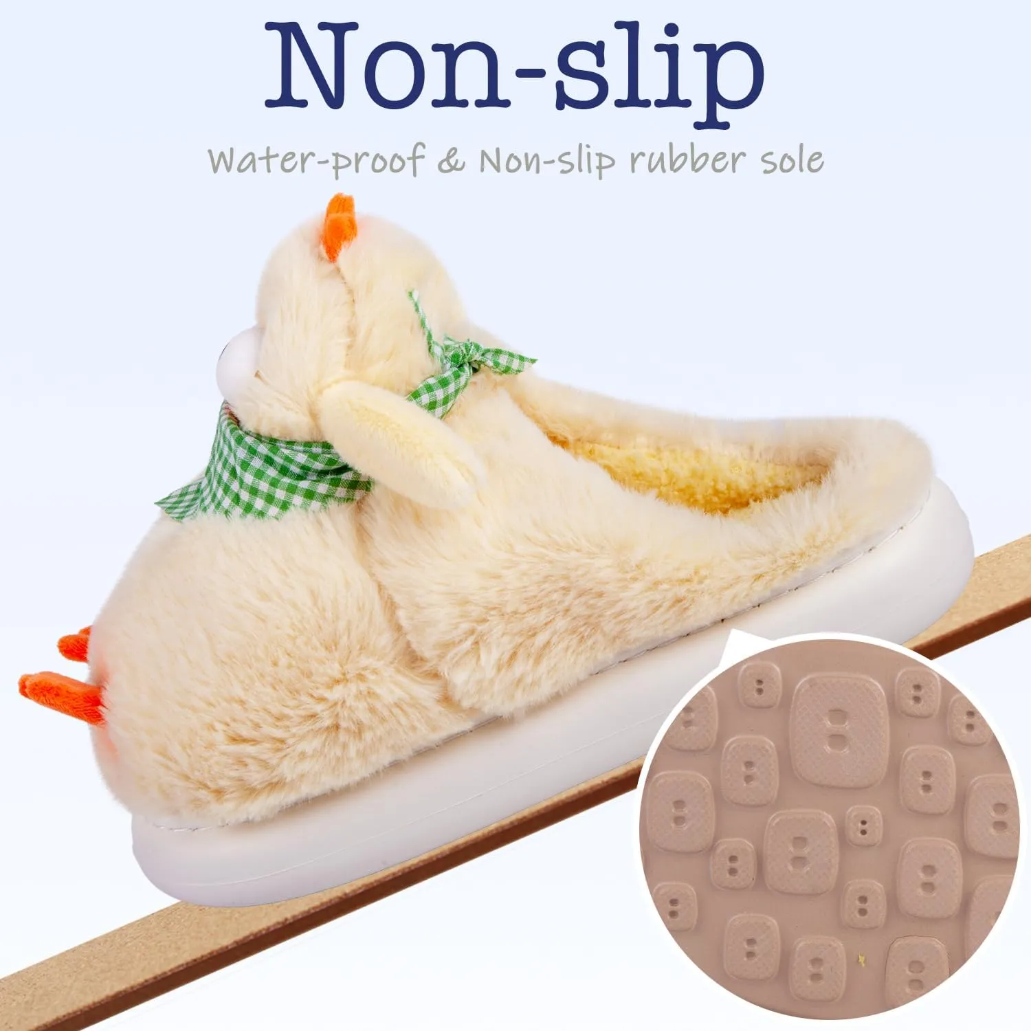 Cute Cartoon Animal Chicken Slippers for Women, Soft Plush House Warm Slippers Cozy Memory Foam Slip-on Shoes