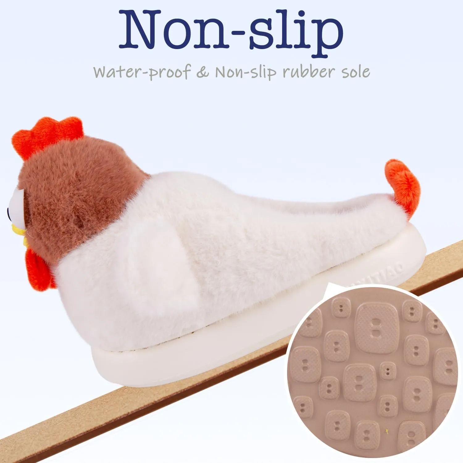 Cute Cartoon Animal Chicken Slippers for Women, Soft Plush House Warm Slippers Cozy Memory Foam Slip-on Shoes
