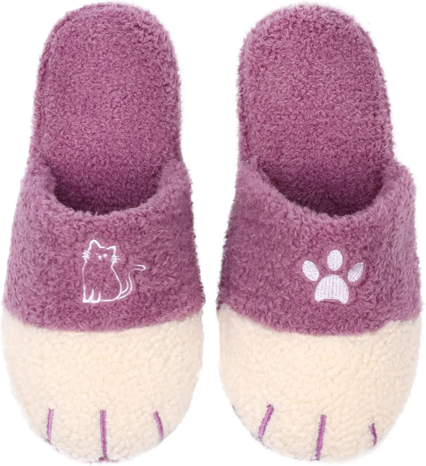 Cute Cat Paw Animal Slippers Anti-Skid Memory Foam House Shoes Warm Fluffy Fuzzy Women Slippers Christmas Halloween Gifts