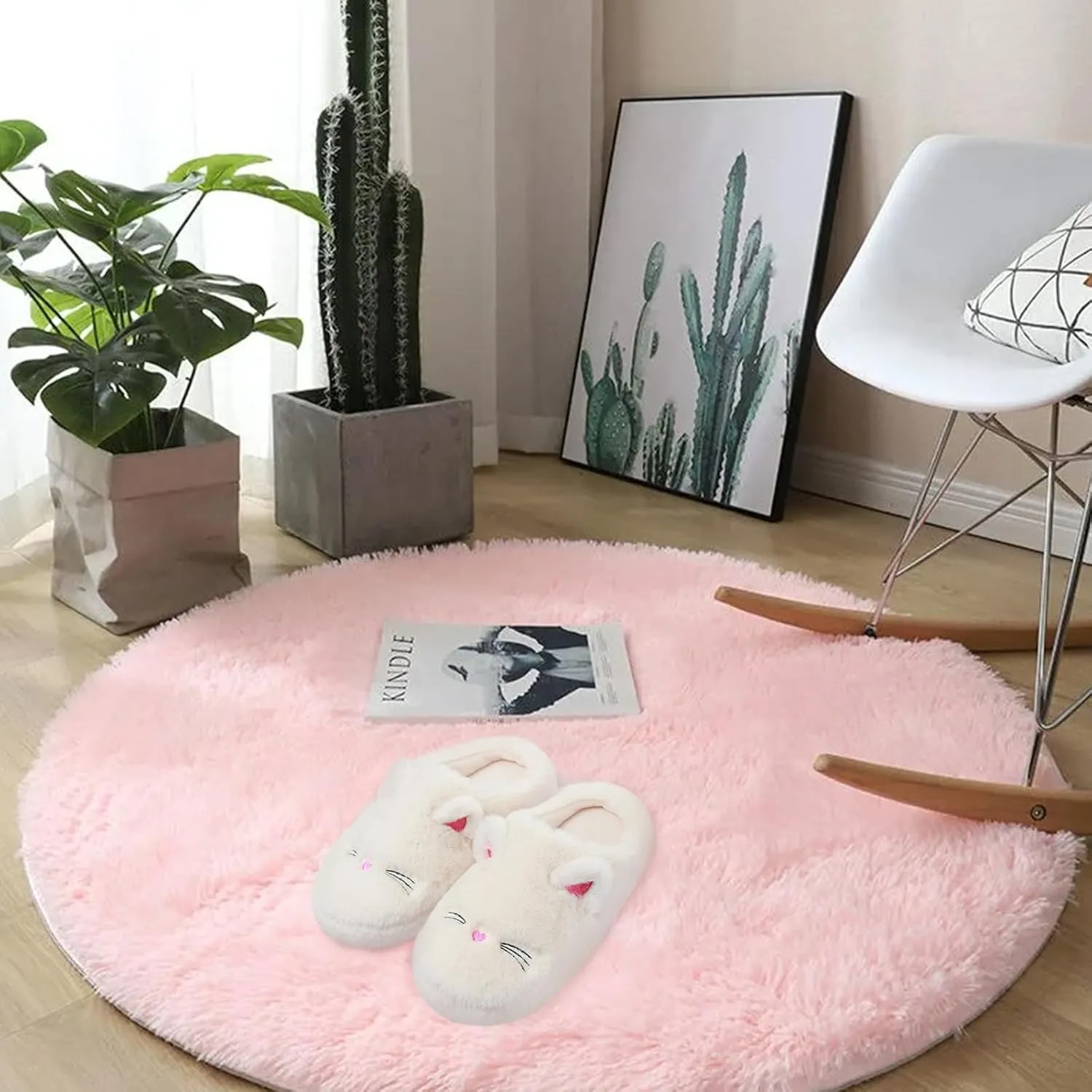 Cute Cat Slippers for Women, Soft Plush House Slippers with Memory Foam, Warm Indoor House Shoes Bedroom Non-Slip Shoes Slip-On Slippers