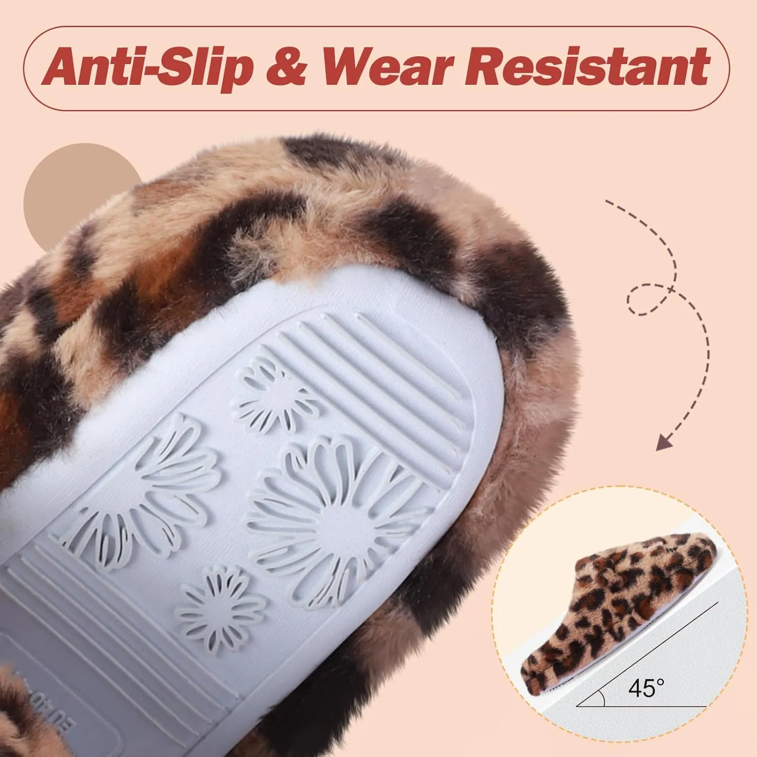 Cute Cat Slippers for Women, Soft Plush House Slippers with Memory Foam, Warm Indoor House Shoes Bedroom Non-Slip Shoes Slip-On Slippers