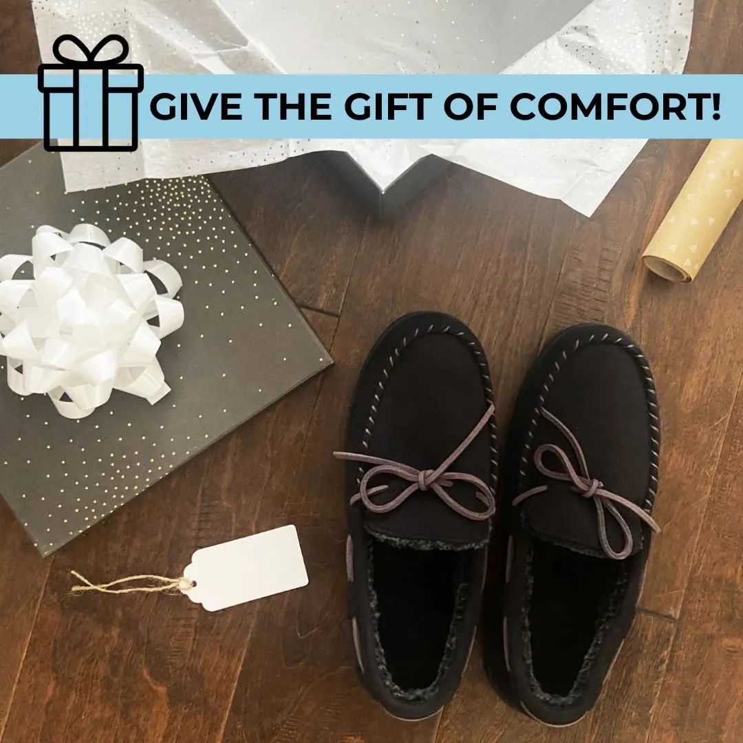 Dearfoams Gifts for Men, Dad, Brother, Husband - Men's Moccasin Slippers - Breathable Memory Foam Toby Men's Slipper