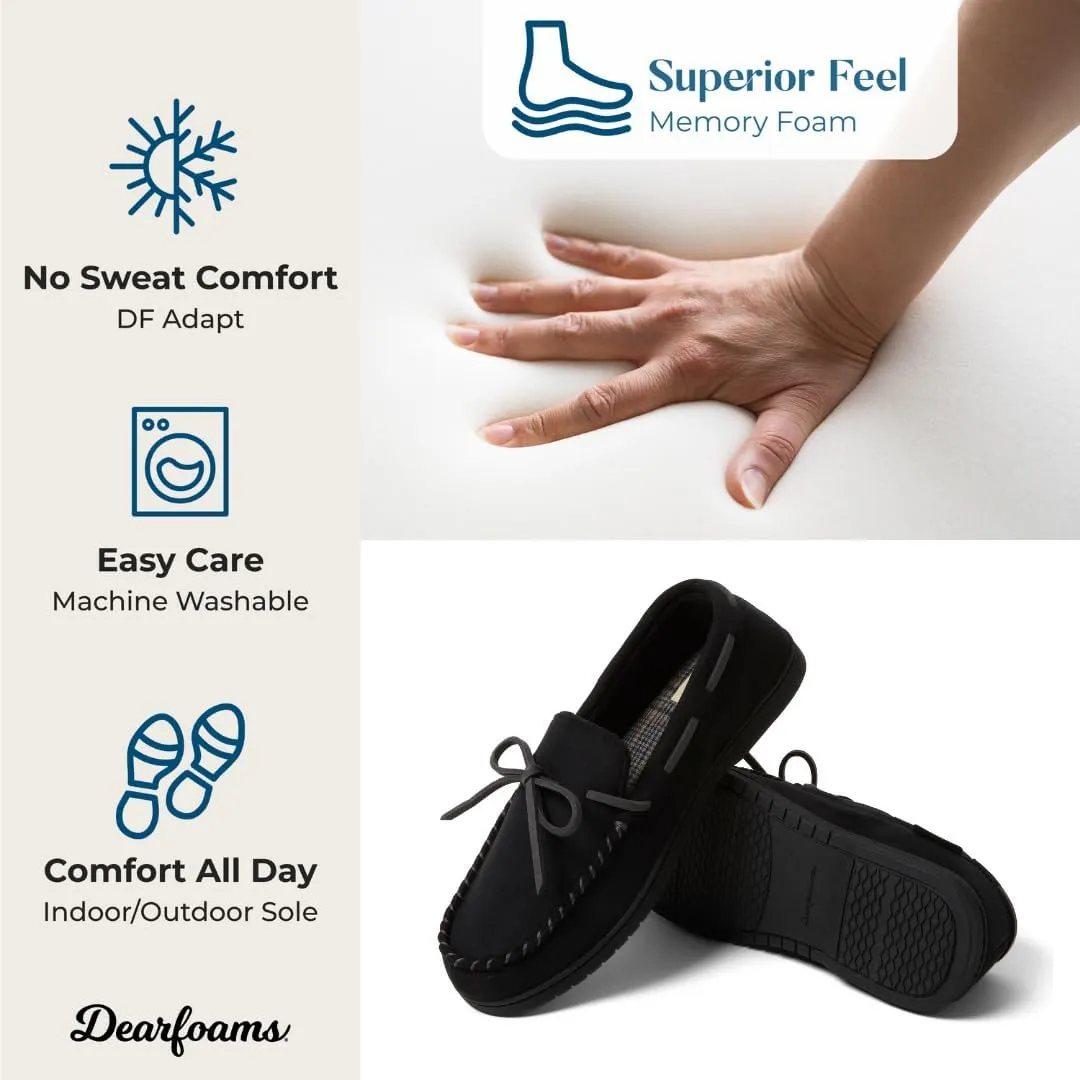 Dearfoams Gifts for Men, Dad, Brother, Husband - Men's Moccasin Slippers - Breathable Memory Foam Toby Men's Slipper