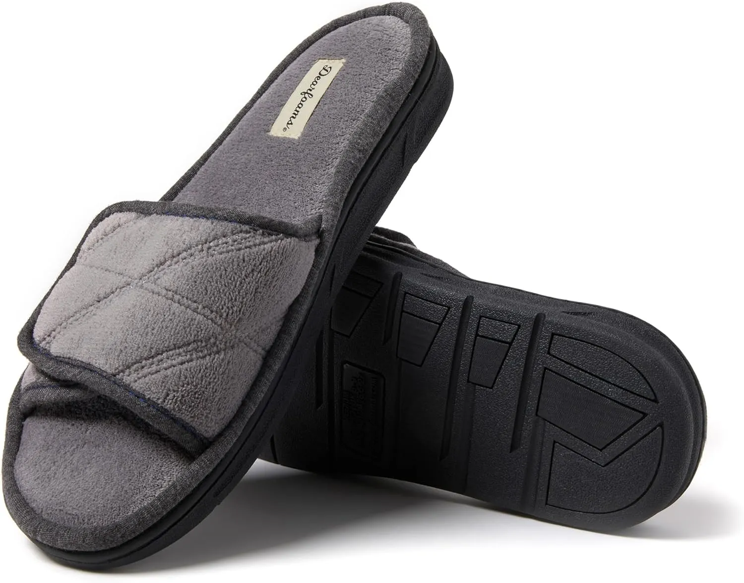 Dearfoams Men's Adjustable Indoor/Outdoor Memory Foam Machine Washable Summer Slide Slipper