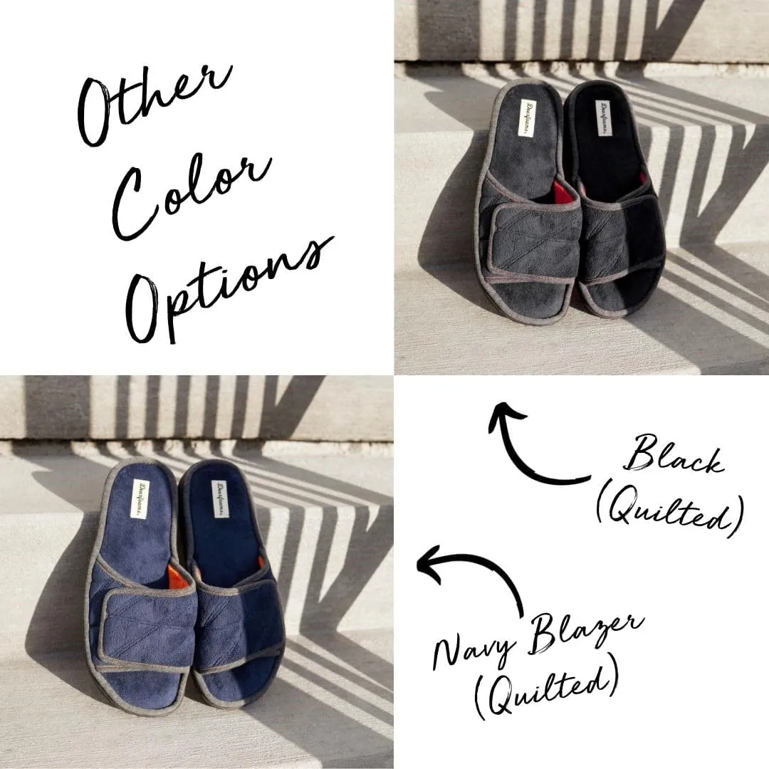 Dearfoams Men's Adjustable Indoor/Outdoor Memory Foam Machine Washable Summer Slide Slipper