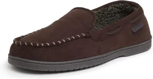 Dearfoams Men's Breathable Memory Foam Indoor Outdoor Keaton Moccasin Slipper with Wide Widths