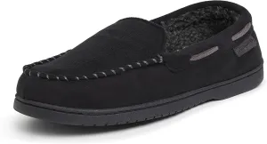 Dearfoams Men's Breathable Memory Foam Indoor Outdoor Keaton Moccasin Slipper with Wide Widths