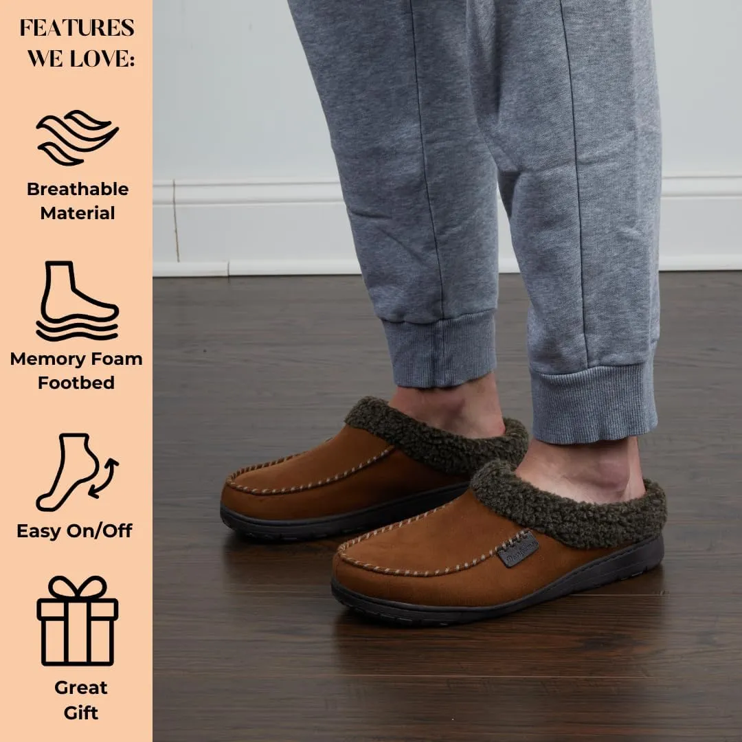 Dearfoams Mens Indoor/Outdoor Breathable Memory Foam Brendan Clog House Shoe Slipper with Wide Widths