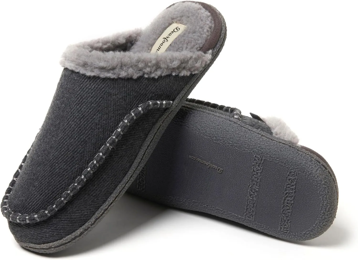 Dearfoams Men's Matthew Moc Toe Scuff Indoor Outdoor House Shoe Slipper