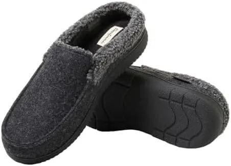 Dearfoams Men's Memory Foam Insole Slipper (BLACK, US Footwear Size System, Adult, Men, Numeric Range, Medium, 9, 10)