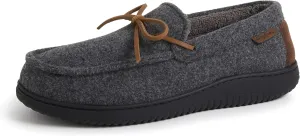 Dearfoams Men's Woodstock Energy Return Comfort Indoor/Outdoor Memory Foam Moccasin with Tie Slipper