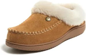 Dearfoams Women's Atley Indoor/Outdoor Fuzzy Memory Foam Clog Slipper