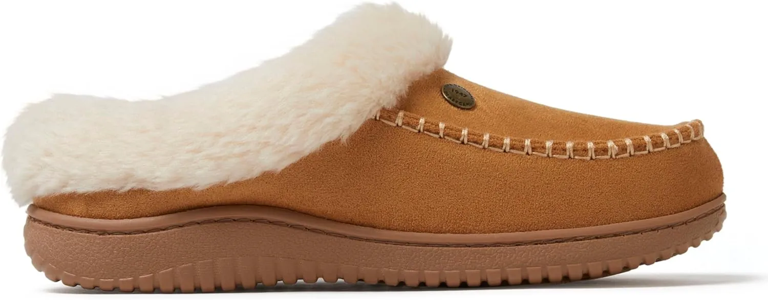 Dearfoams Women's Atley Indoor/Outdoor Fuzzy Memory Foam Clog Slipper